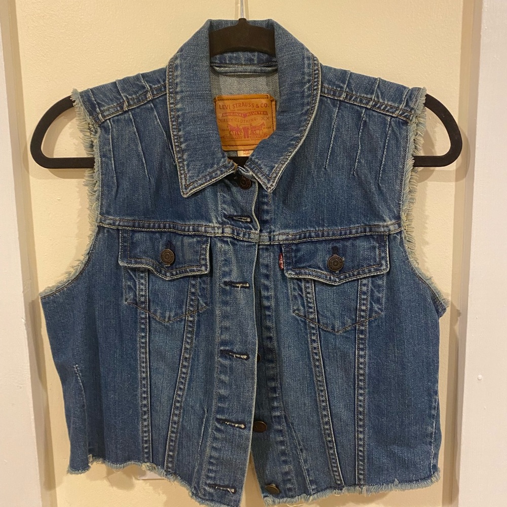 Levi's Distressed Medium Blue Denim Vest